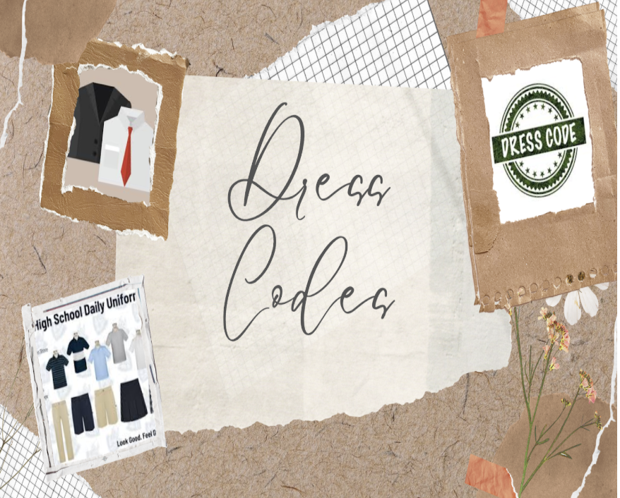 Collage of Village school dress code guideline examples. Graphic made by Michelle Uwangue.